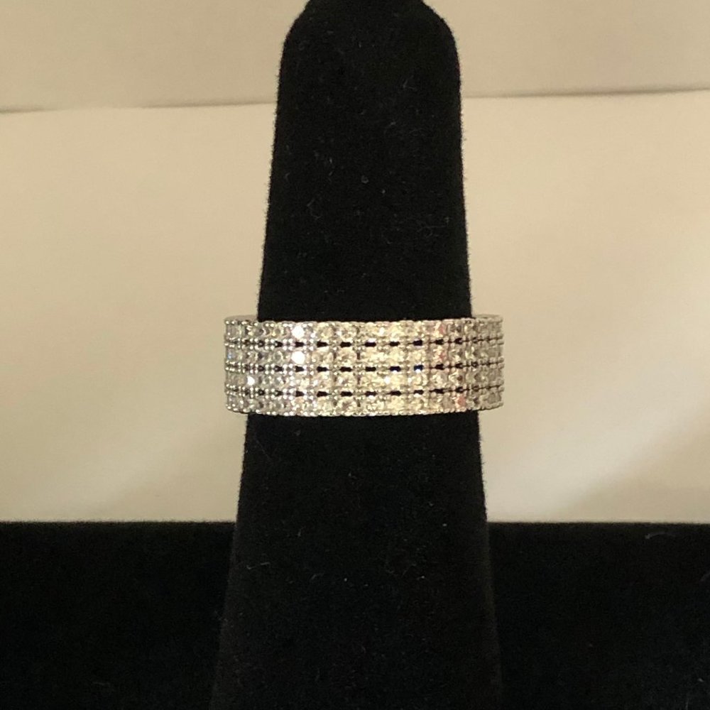 Sterling Silver Express Multi Row Stone Band Ring